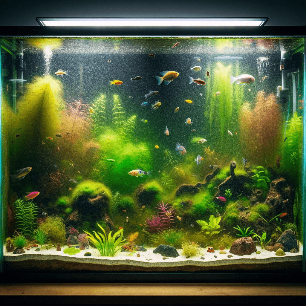 Wie werde ich Algen in einem Süßwasseraquarium los? Aquarium mit Algenproblem
